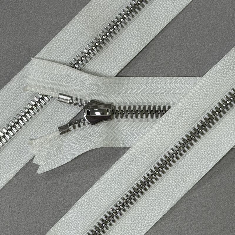 Rounded Tooth Profile #5 Corn Teeth Metal Zipper Two Way Reversible Bright Nickel