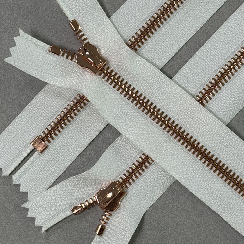 #5 Double Pointed Teeth Metal Zip Up Closed End Rose Gold Secure Interlocking Design