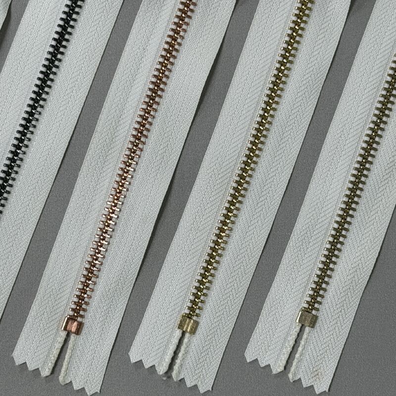 Y Shaped Shiny Gold Closed End Metal Zip #5 Resistant To Water Washing Dry Cleaning