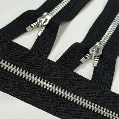 Small Size Bright Nickel Brass Zipper #3 Double Pointed Teeth Zipper